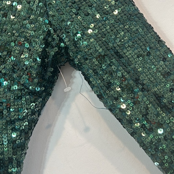 Dress the population Emery Dark Pine Green Sequin long sleeve fitted dress small - Picture 3 of 11